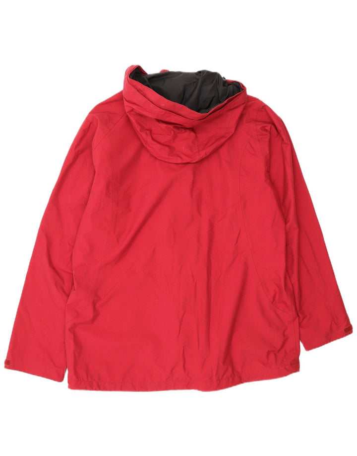 Jack Wolfskin Womens Hooded Rain Jacket UK 14/16 Large Red Polyamide