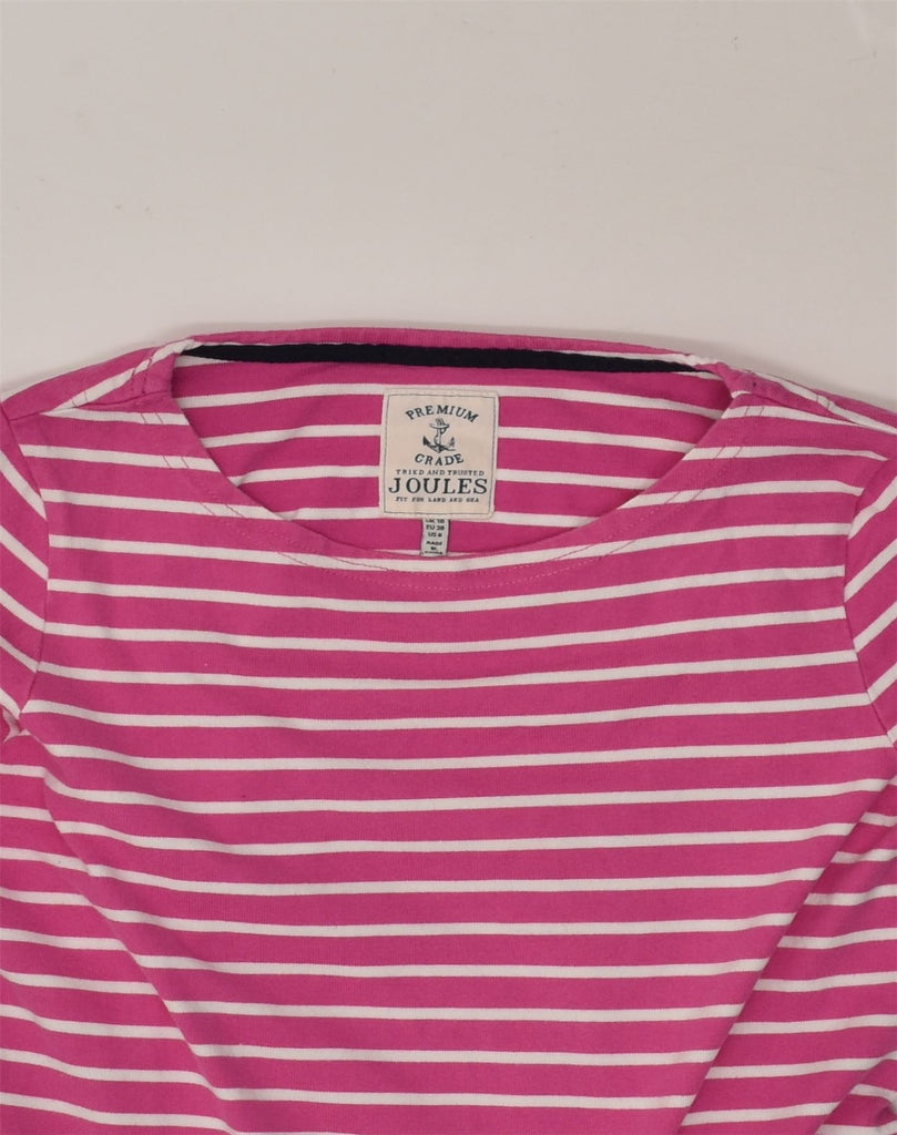 JOULES Womens Top Long Sleeve UK 10 Small  Pink Pinstripe Cotton | Vintage Joules | Thrift | Second-Hand Joules | Used Clothing | Messina Hembry 