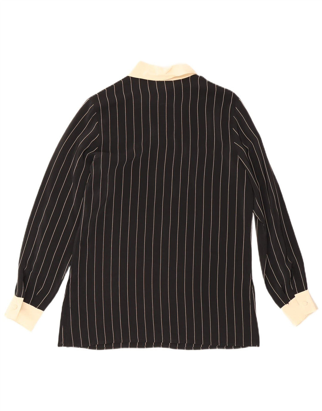 Gianfrediani Womens Pullover Shirt Blouse IT 42 Medium Black Pinstripe Silk