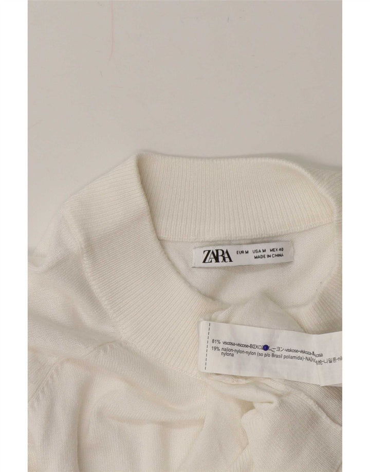 Zara Mens Turtle Neck Jumper Sweater Medium White Viscose