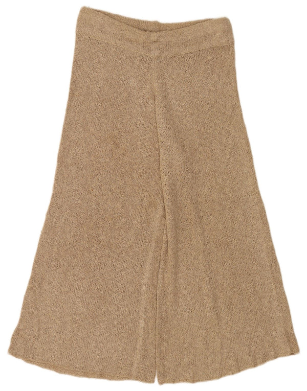 Zara Womens Knit Wide Leg Capri Trousers Medium W28 L22 Beige