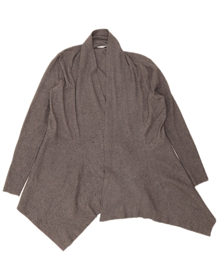 Zara Womens Asymmetric Open Cardigan Sweater UK 12 Medium Grey Viscose