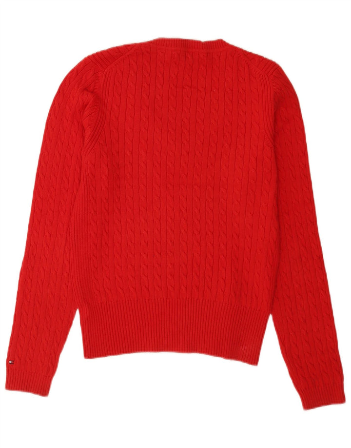 Tommy Hilfiger Womens Regular Fit V-Neck Jumper Sweater UK 12 Medium Red