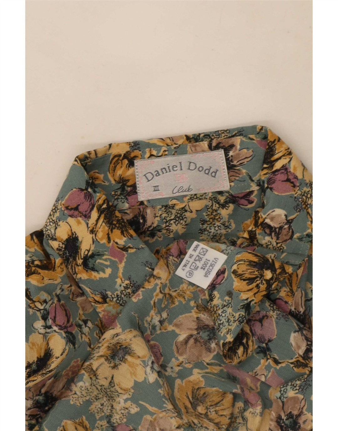 Daniel Dodd Mens Shirt Medium Green Floral Viscose