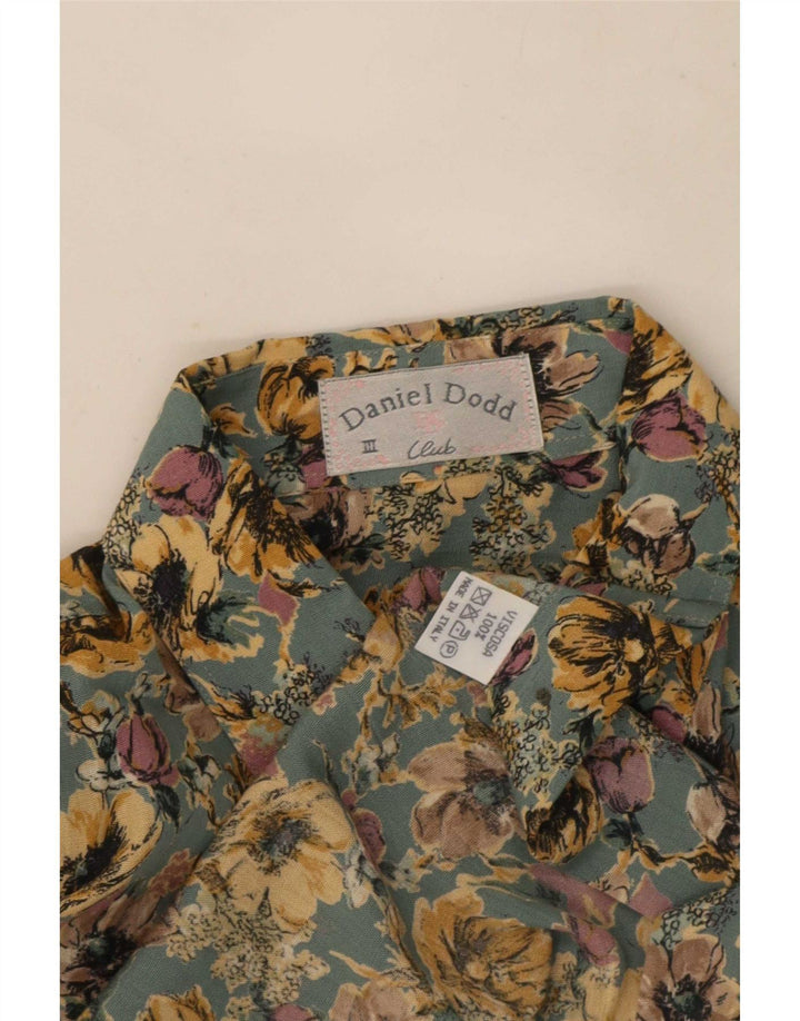 Daniel Dodd Mens Shirt Medium Green Floral Viscose