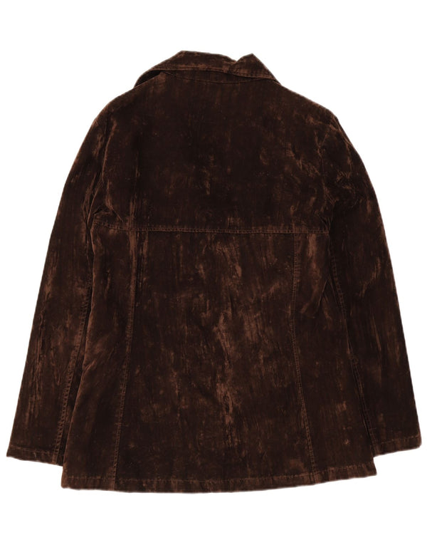 Vintage Womens Velvet Double Breasted Blazer Jacket UK 18 XL Brown Rayon