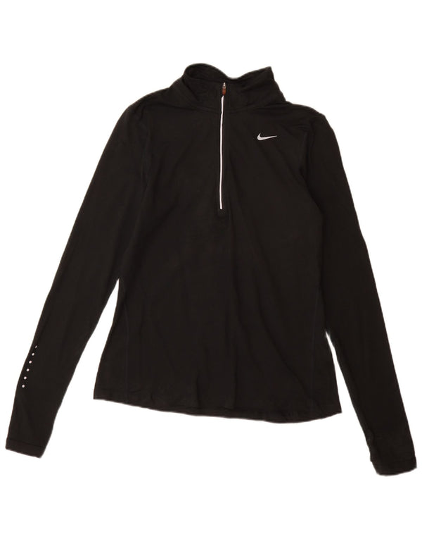 Nike Womens Dri Fit Zip Neck Pullover Tracksuit Top UK 10 Small Black