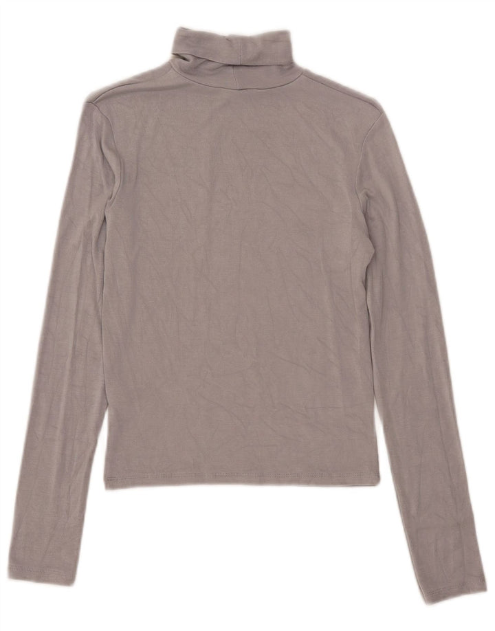 Zara Womens Crop Top Long Sleeve UK 12 Medium Grey Viscose