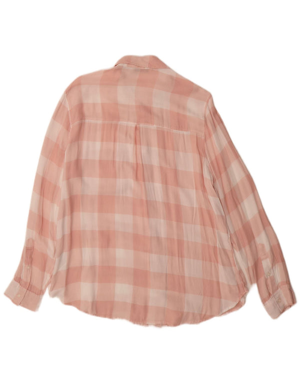 Abercrombie & Fitch Womens Flannel Shirt UK 18 XL Pink Check Viscose