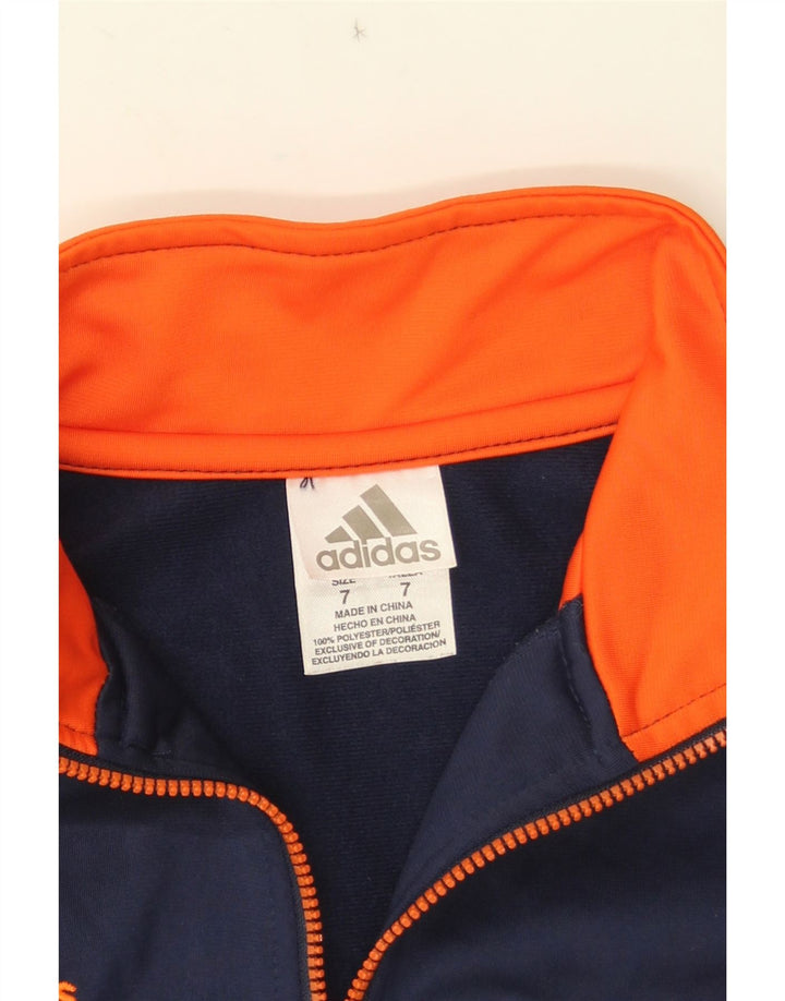Adidas Boys Graphic Tracksuit Top Jacket 6-7 Years Navy Blue Colourblock