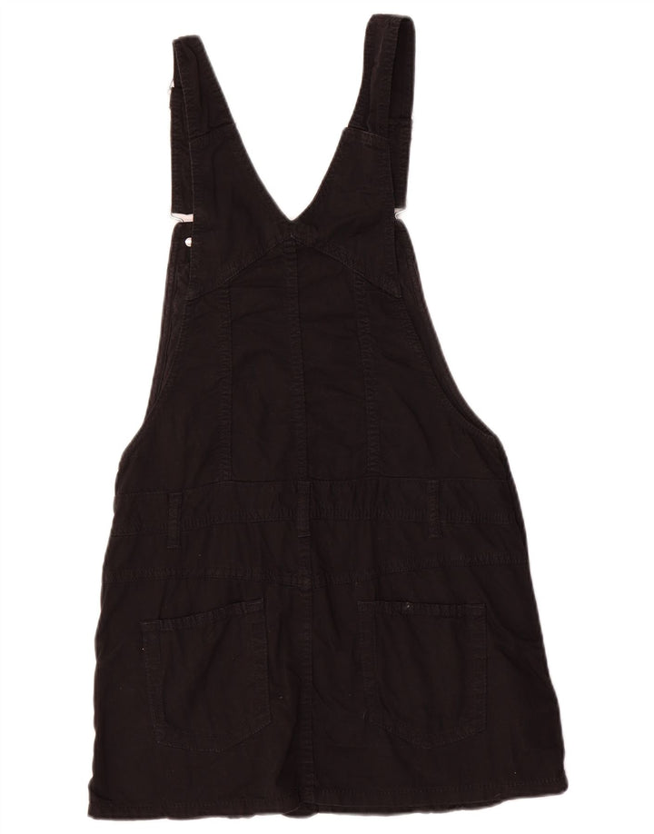 Benetton Womens Dungaree Dress IT 42 Medium Black Cotton