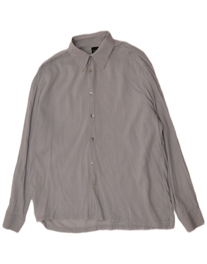 Hugo Boss Mens Regular Fit Shirt Large Blue Cotton