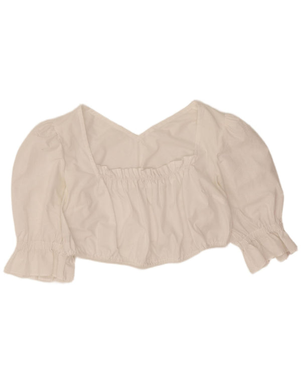 Vintage Womens Crop Top UK 12 Medium White