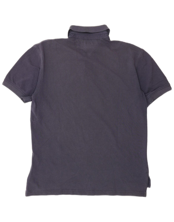 TOMMY HILFIGER Mens Polo Shirt Medium Navy Blue Cotton
