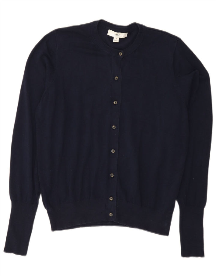 Marks & Spencer Womens Cardigan Sweater UK 14 Medium  Navy Blue Viscose