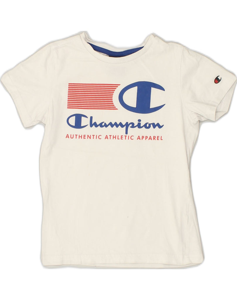 CHAMPION Boys Graphic T-Shirt Top 7-8 Years Small White | Vintage Champion | Thrift | Second-Hand Champion | Used Clothing | Messina Hembry 