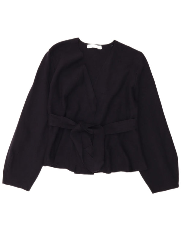 Zara Womens Cardigan Sweater UK 10 Small Navy Blue Polyamide