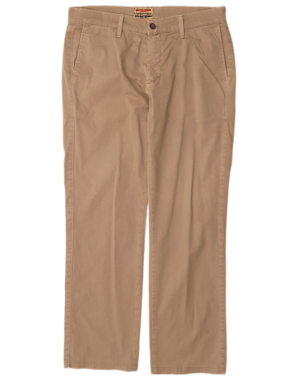 Pierre Cardin Mens Straight Chino Trousers W35 L32 Beige Cotton