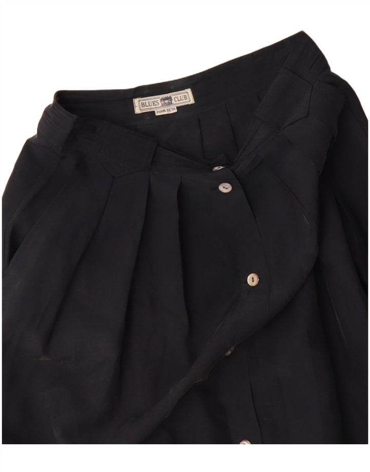 BLUES CLUB Womens High Waist A-Line Skirt W26 Small Black Silk
