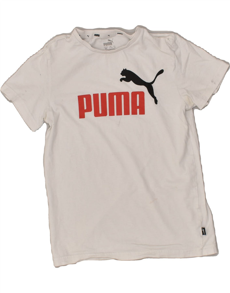 PUMA Boys Graphic T-Shirt Top 11-12 Years White Cotton | Vintage Puma | Thrift | Second-Hand Puma | Used Clothing | Messina Hembry 