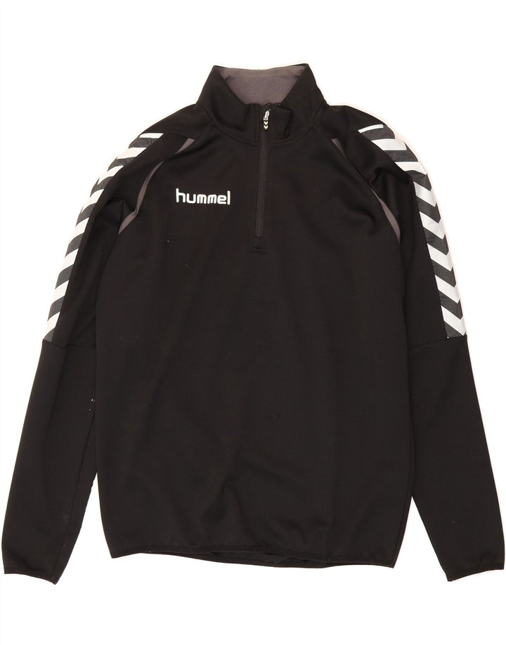 HUMMEL Mens Graphic Zip Neck Pullover Tracksuit Top Medium Black Polyester Vintage Hummel and Second-Hand Hummel from Messina Hembry 