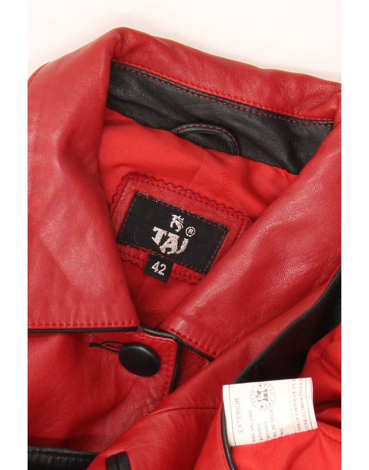 Vintage Womens Leather Jacket IT 42 Medium Red