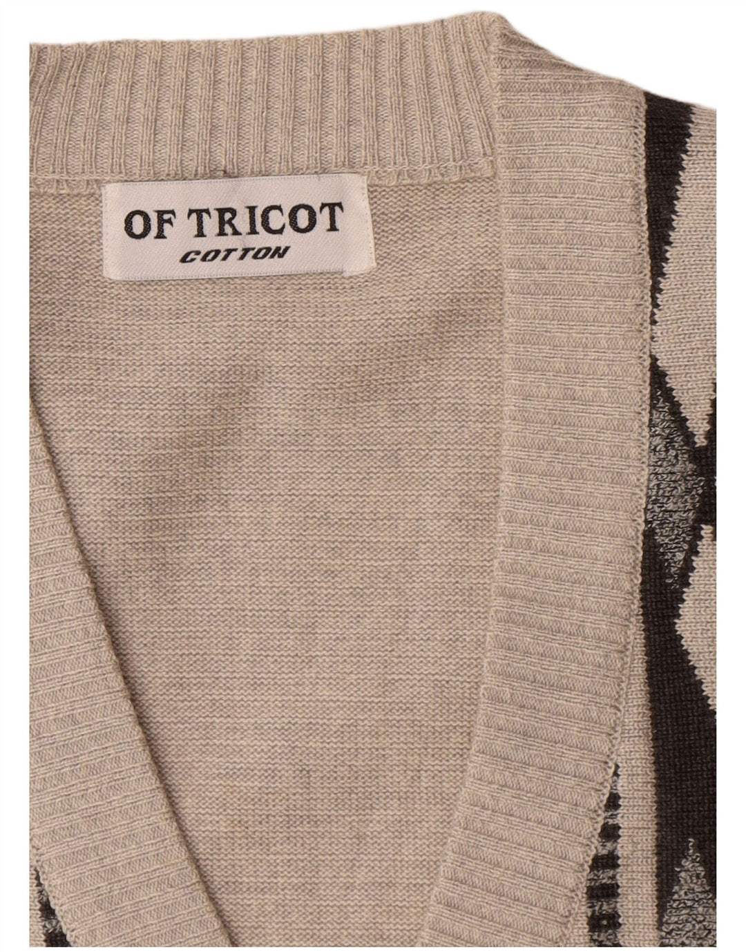 Vintage Mens Cardigan Sweater XL Grey Argyle/Diamond Cotton
