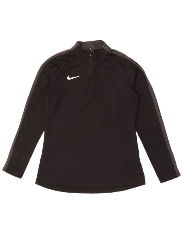 Nike Womens Dri Fit Pullover Tracksuit Top UK 10 Small Black Colourblock