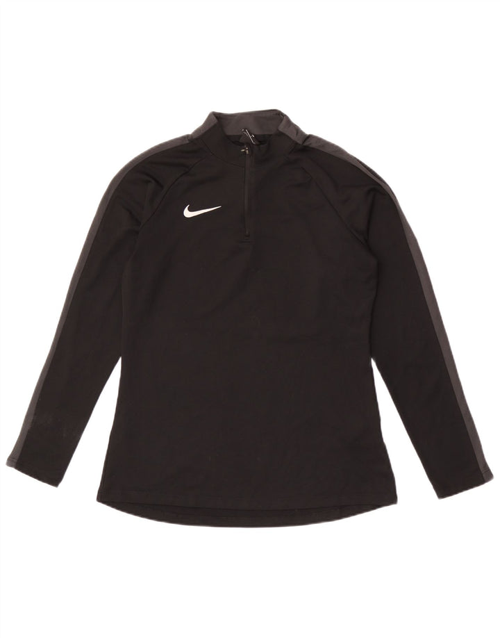 Nike Womens Dri Fit Pullover Tracksuit Top UK 10 Small Black Colourblock