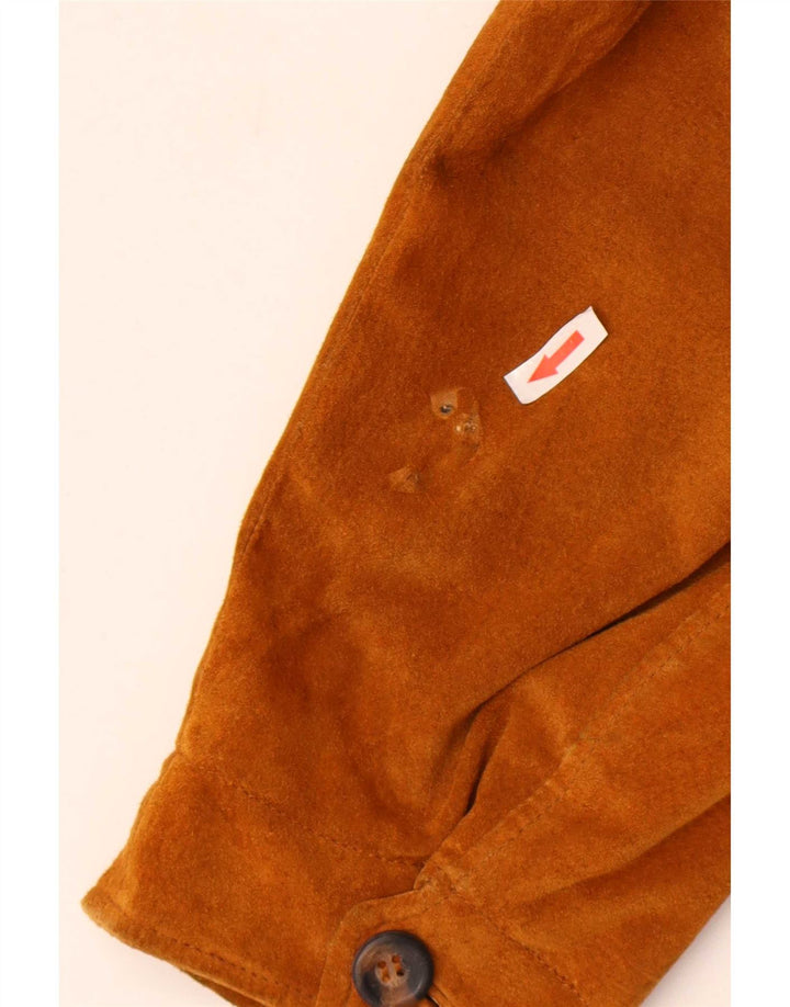 James Dillon Mens Suede Bomber Jacket UK 40 Large Beige Leather