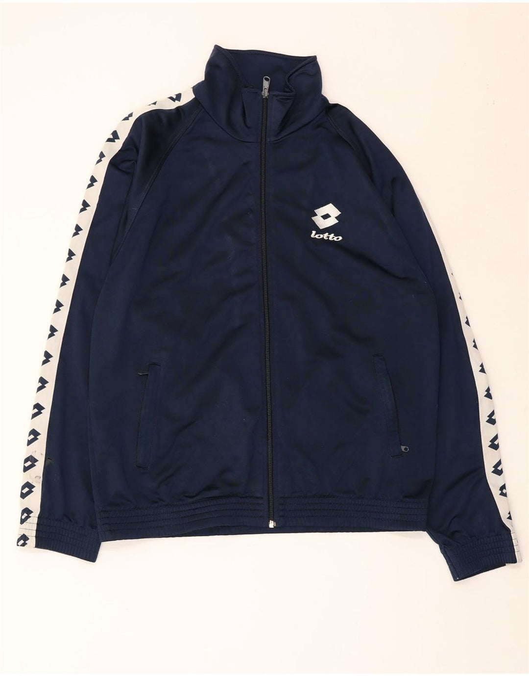 LOTTO Mens Graphic Tracksuit Top Jacket Medium Navy Blue Colourblock