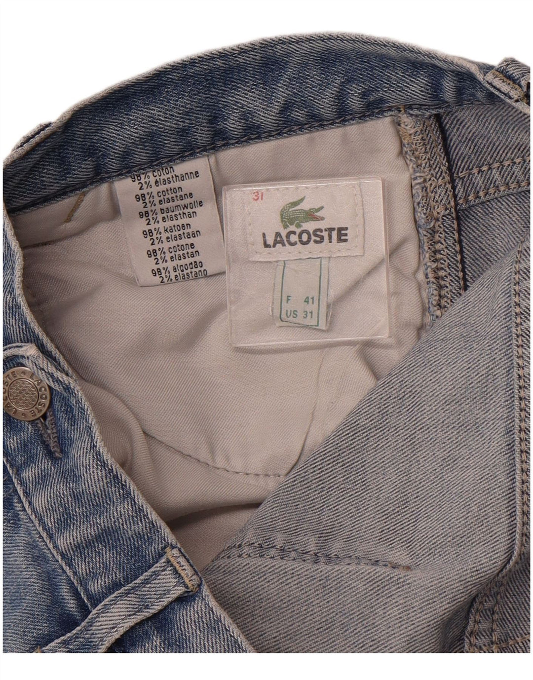 LACOSTE Womens Bootcut Jeans W31 L30 Blue Cotton