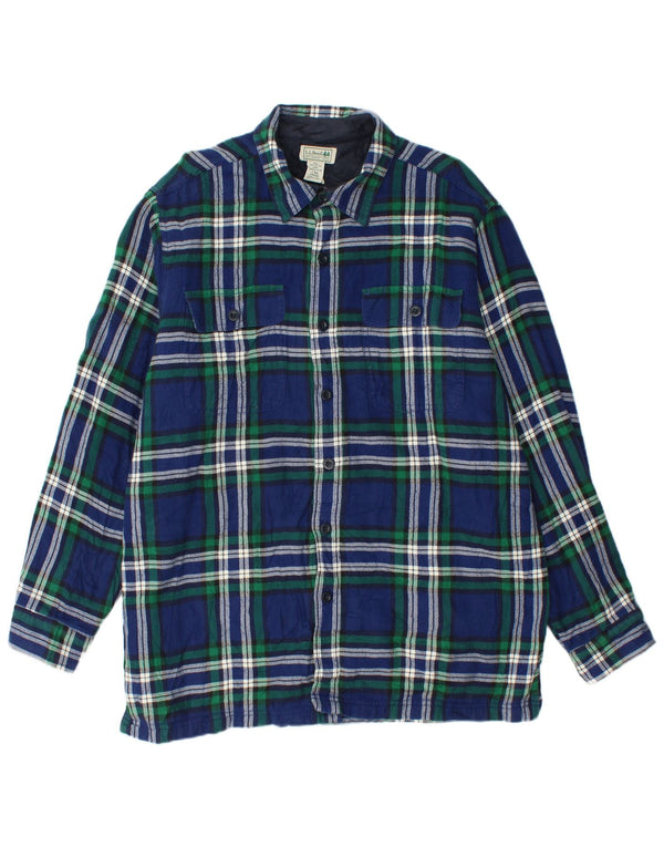 L.L.Bean Mens Lumberjack Flannel Shirt Large Blue Plaid Cotton