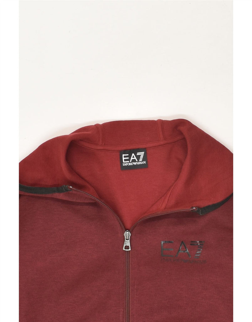 EMPORIO ARMANI Mens Zip Hoodie Sweater XS Maroon Cotton | Vintage Emporio Armani | Thrift | Second-Hand Emporio Armani | Used Clothing | Messina Hembry 