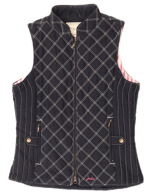 Joules Womens Padded Gilet UK 10 Small  Navy Blue Argyle/Diamond Polyester