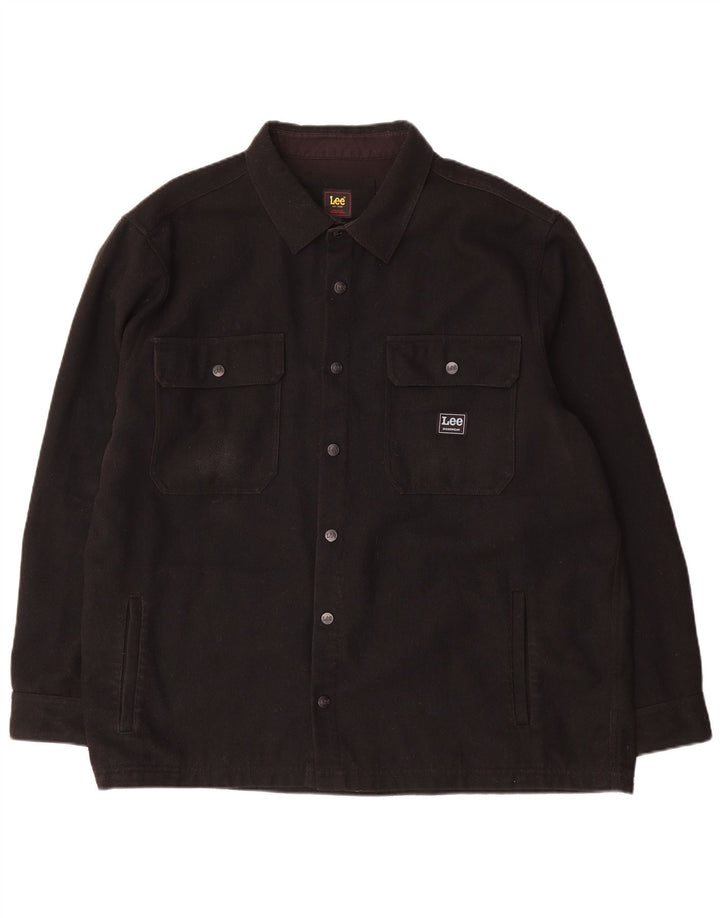 Lee Mens Overshirt Flannel Shirt 2XL Black Wool