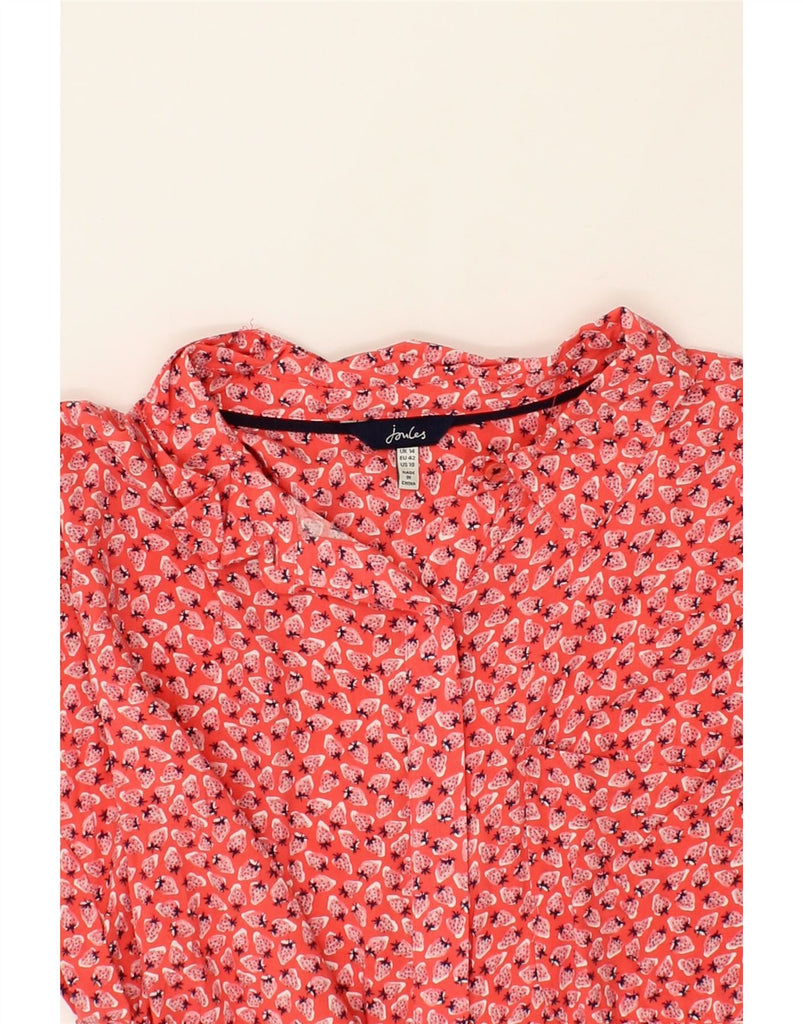JULES Womens Abstract Pattern Short Sleeve Shirt Blouse UK 14 Large Red Vintage Jules and Second-Hand Jules from Messina Hembry 