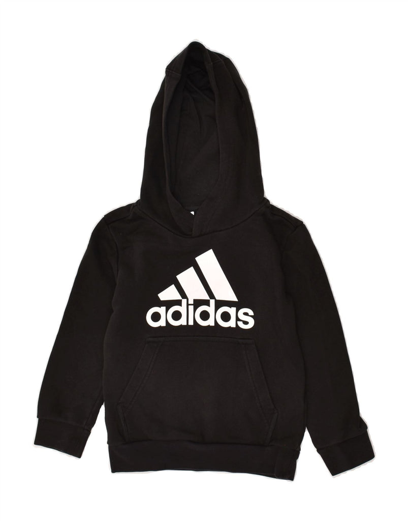 ADIDAS Boys Graphic Hoodie Jumper 5-6 Years Black Cotton | Vintage Adidas | Thrift | Second-Hand Adidas | Used Clothing | Messina Hembry 