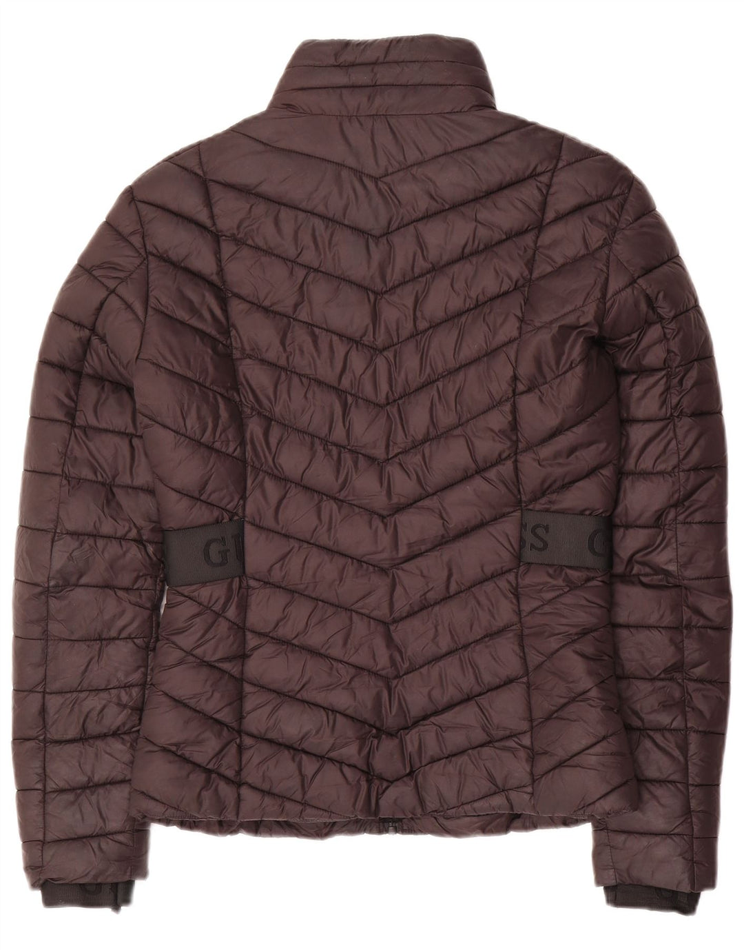 Guess Womens Graphic Padded Jacket UK 10 Small Black Polyester