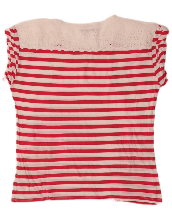 Liu Jo Womens T-Shirt Top UK 14 Medium Pink Striped Cotton