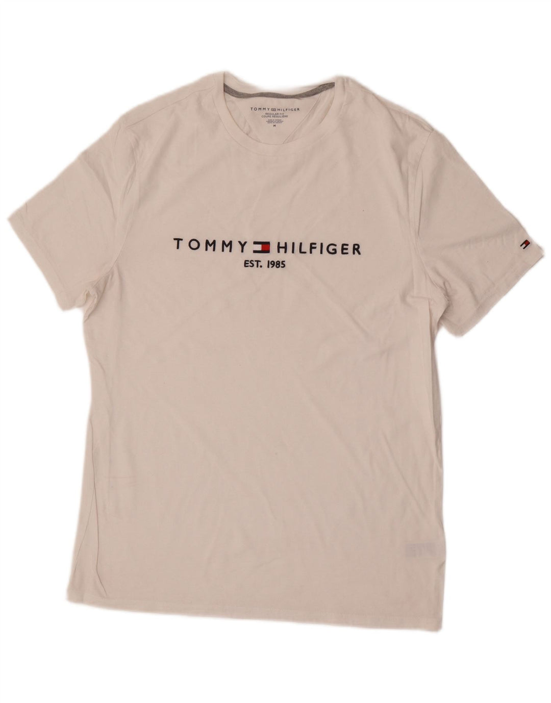 Tommy Hilfiger Mens Regular Fit T-Shirt Top Medium White Cotton