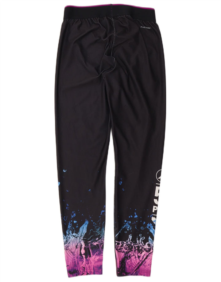 Reebok Womens Graphic Leggings UK 12/14 Medium Black Colourblock