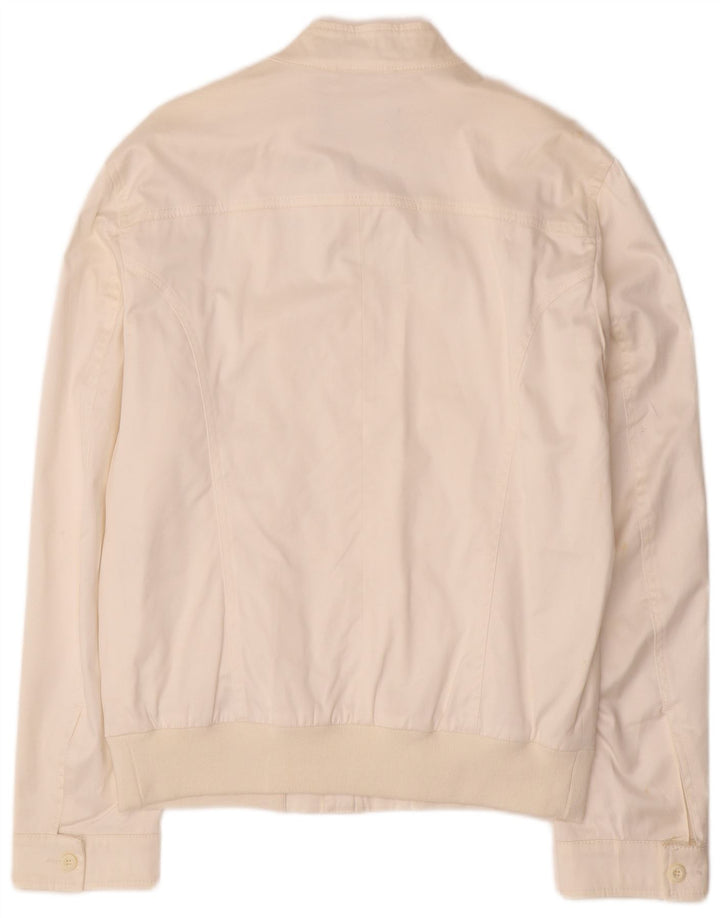 ICEBERG Mens Bomber Jacket UK 44 2XL White Cotton