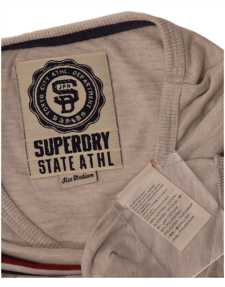 Superdry Womens Graphic Sweatshirt Jumper UK 12 Medium Grey Colourblock