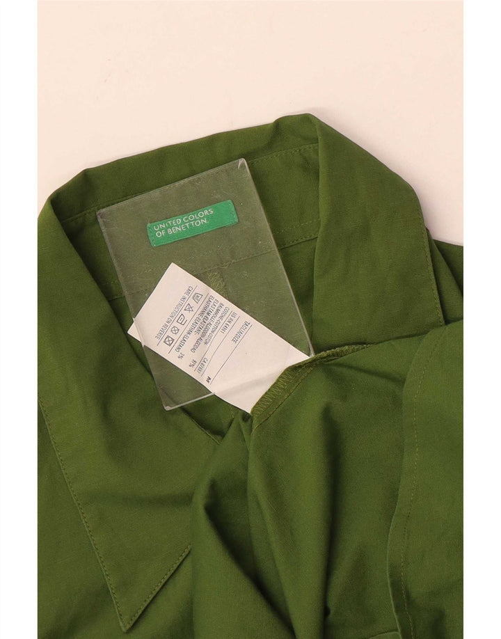 Benetton Womens Pullover Shirt UK 12 Medium Green Cotton
