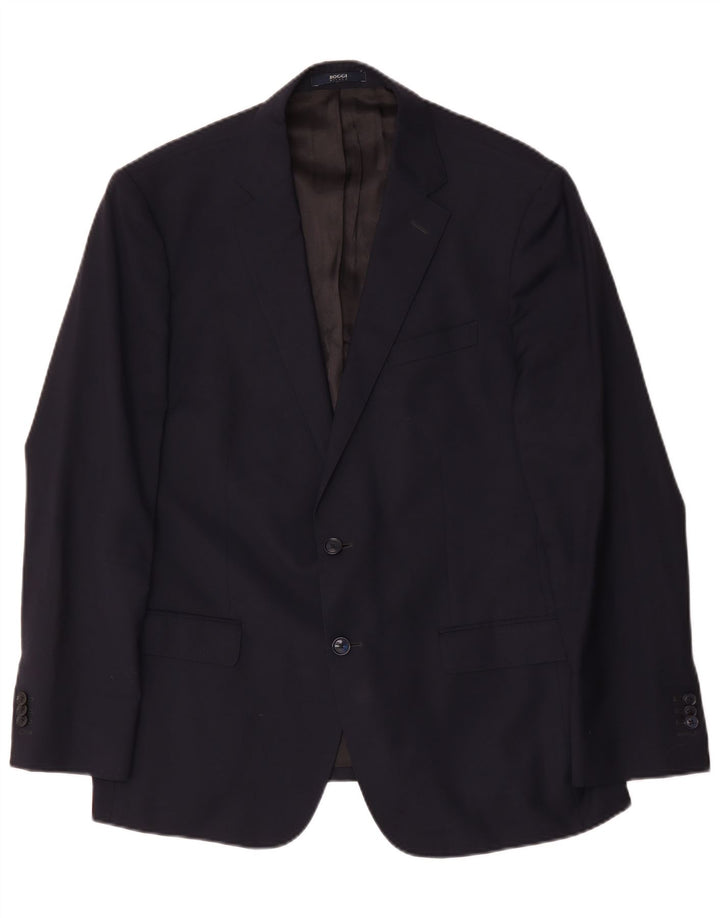 Boggi Mens Milano 2 Button Blazer Jacket IT 56 3XL Navy Blue Wool