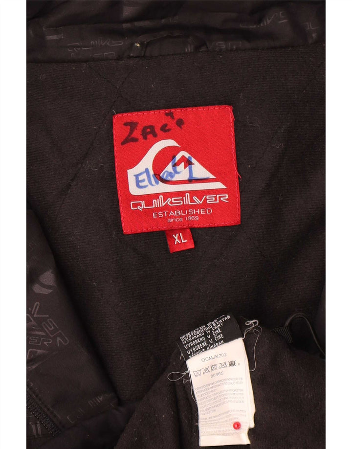Quiksilver Mens Graphic Hooded Tracksuit Top Jacket XL Black Polyester