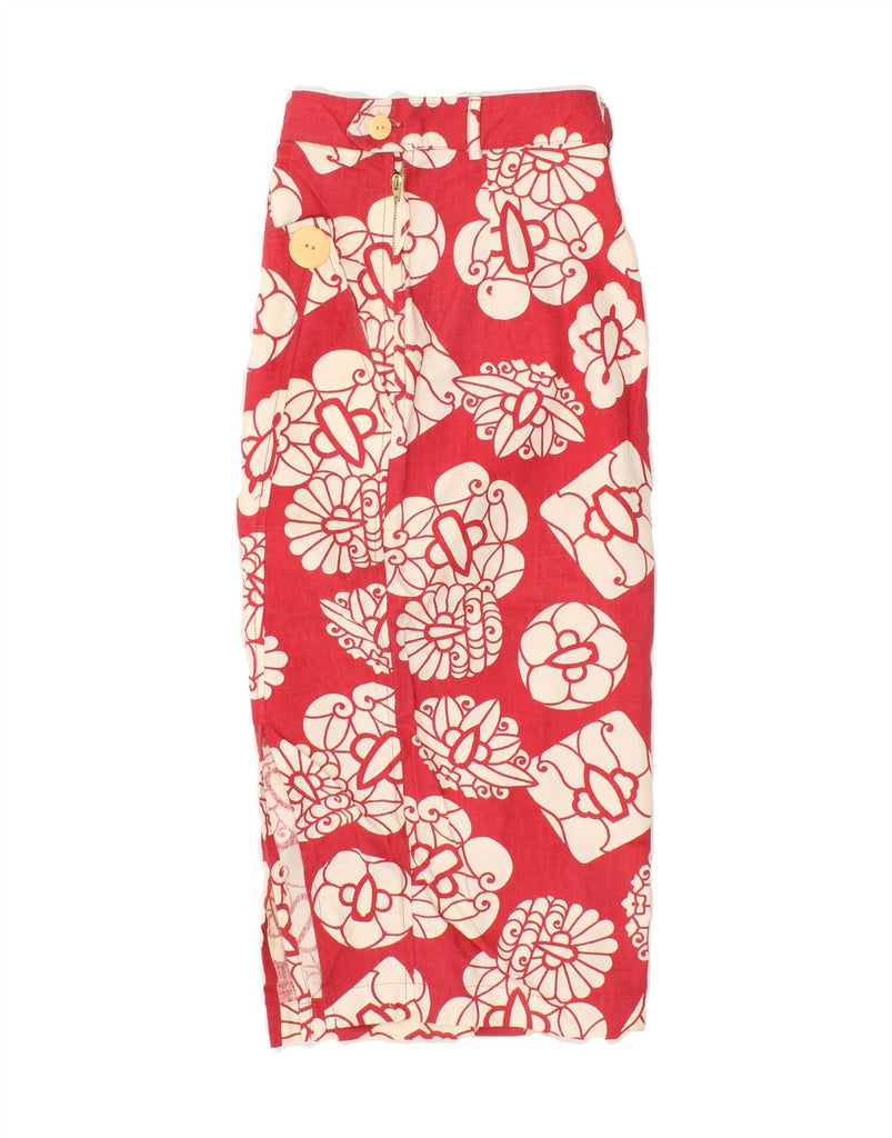 VINTAGE Womens Straight Skirt W28 Medium Red Floral Cotton | Vintage Vintage | Thrift | Second-Hand Vintage | Used Clothing | Messina Hembry 