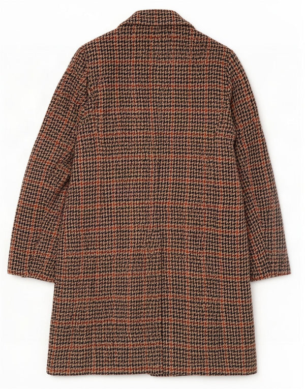 Trussardi Jeans Womens Overcoat IT 40 Small Multicoloured Houndstooth Wool
