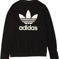 ADIDAS Womens Graphic Sweatshirt Jumper UK 12 Medium Black | Vintage Adidas | Thrift | Second-Hand Adidas | Used Clothing | Messina Hembry 